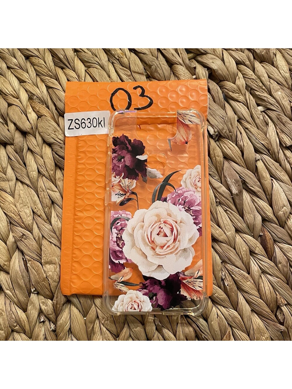 ✅Floral Clear Case ASUS ZenFone 6 6Z ZS630KL Rose Flower Pink Cover Slim#️⃣03